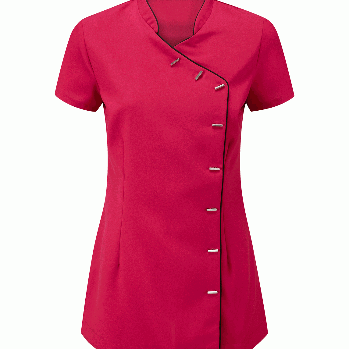 Red blouse with buttons on a white background