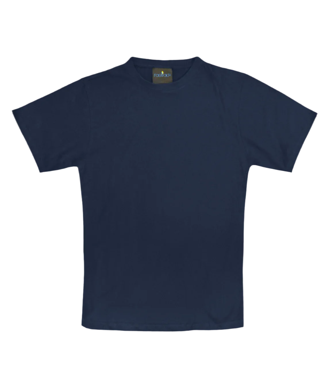 A plain navy short-sleeve t-shirt with a classic crew neckline. The shirt features a relaxed fit and minimalistic design, made from soft fabric suitable for everyday wear. A small label with the brand "Fastrack" is visible inside the collar. by MAK Boots & Garments
