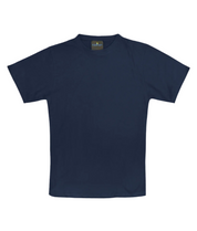 A plain navy short-sleeve t-shirt with a classic crew neckline. The shirt features a relaxed fit and minimalistic design, made from soft fabric suitable for everyday wear. A small label with the brand "Fastrack" is visible inside the collar. by MAK Boots & Garments