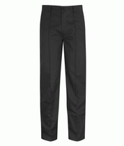  Black uniform trousers with a tailored straight-leg fit, pressed front crease, button closure, and belt loops, made for sharp presentation and day-to-day durability by MAK Boots & Garments