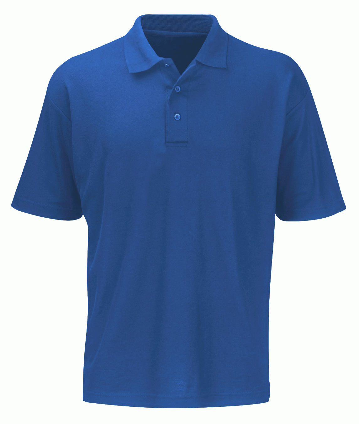 Blue short-sleeve polo shirt featuring a classic three-button placket and structured collar, built for sharp utility and understated style by MAK Boots & Garments.