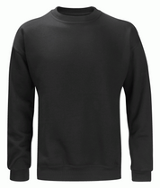 Classic Black Crewneck minimal design with ribbed cuffs and waistband, built for comfort and clean utility by MAK Boots & Garments.
