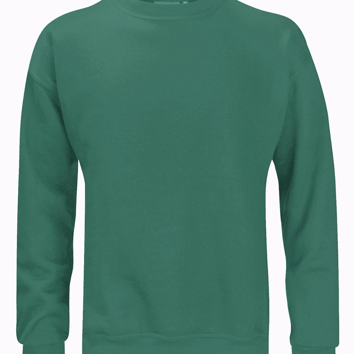 Classic green Crewneck minimal design with ribbed cuffs and waistband, built for comfort and clean utility by MAK Boots & Garments.