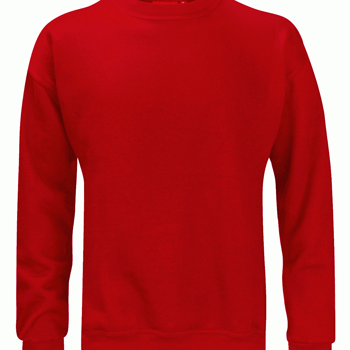 Classic red Crewneck minimal design with ribbed cuffs and waistband, built for comfort and clean utility by MAK Boots & Garments.
