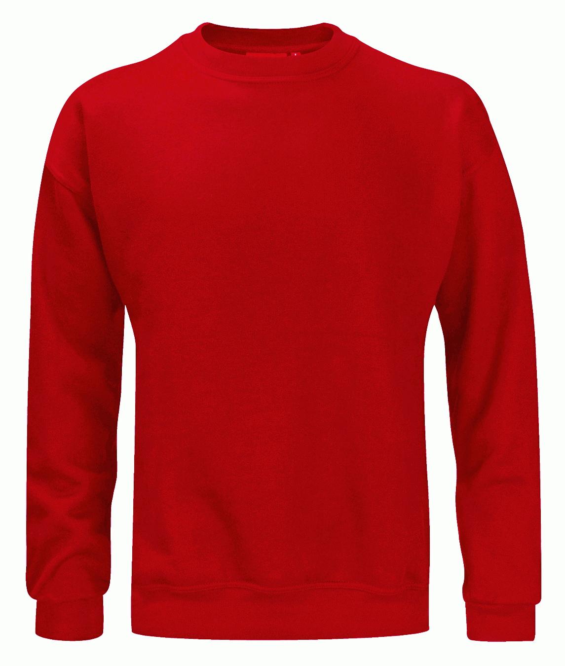 Classic red Crewneck minimal design with ribbed cuffs and waistband, built for comfort and clean utility by MAK Boots & Garments.