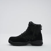 side view of protector 8 black suede with side zip and vents