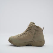 desert tan side zip combat boots with velcro tab