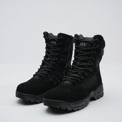 pair of protector 9" black suede boots