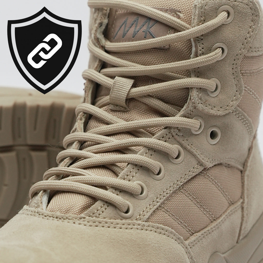 Protector 8 desert tan show casing durability of the combat boot