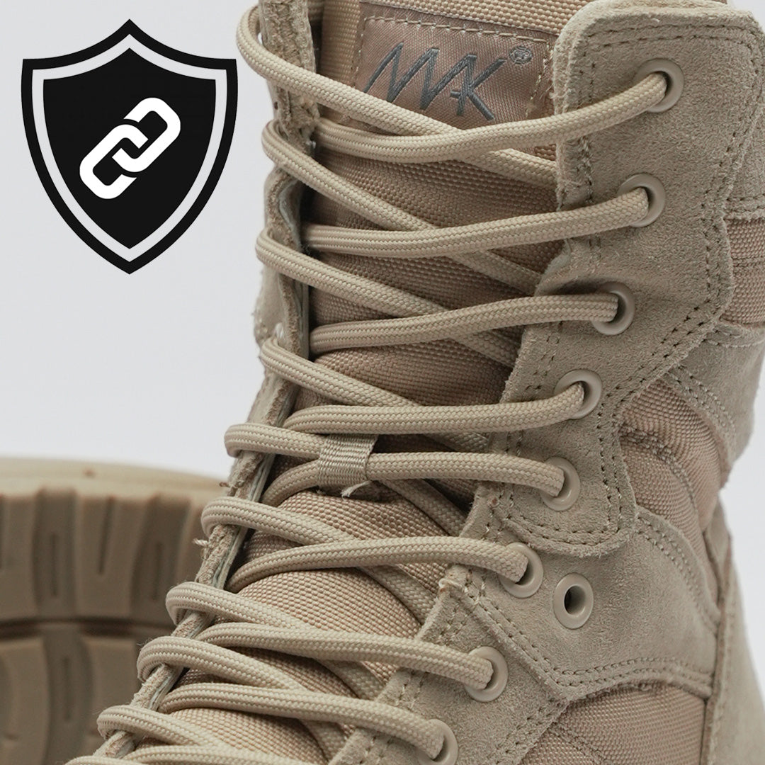 protector 9&quot; desert tan side zip showing the laces and durability of stitching