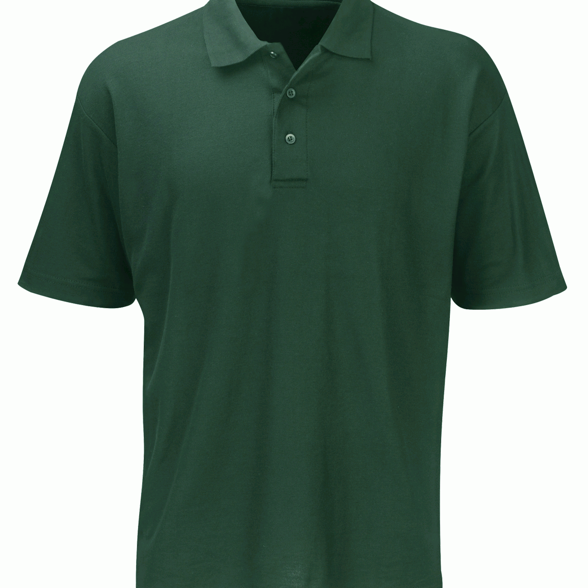 Green short-sleeve polo shirt featuring a classic three-button placket and structured collar, built for sharp utility and understated style by MAK Boots & Garments.