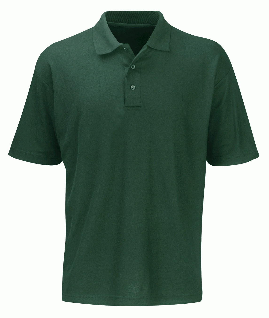 Green short-sleeve polo shirt featuring a classic three-button placket and structured collar, built for sharp utility and understated style by MAK Boots & Garments.