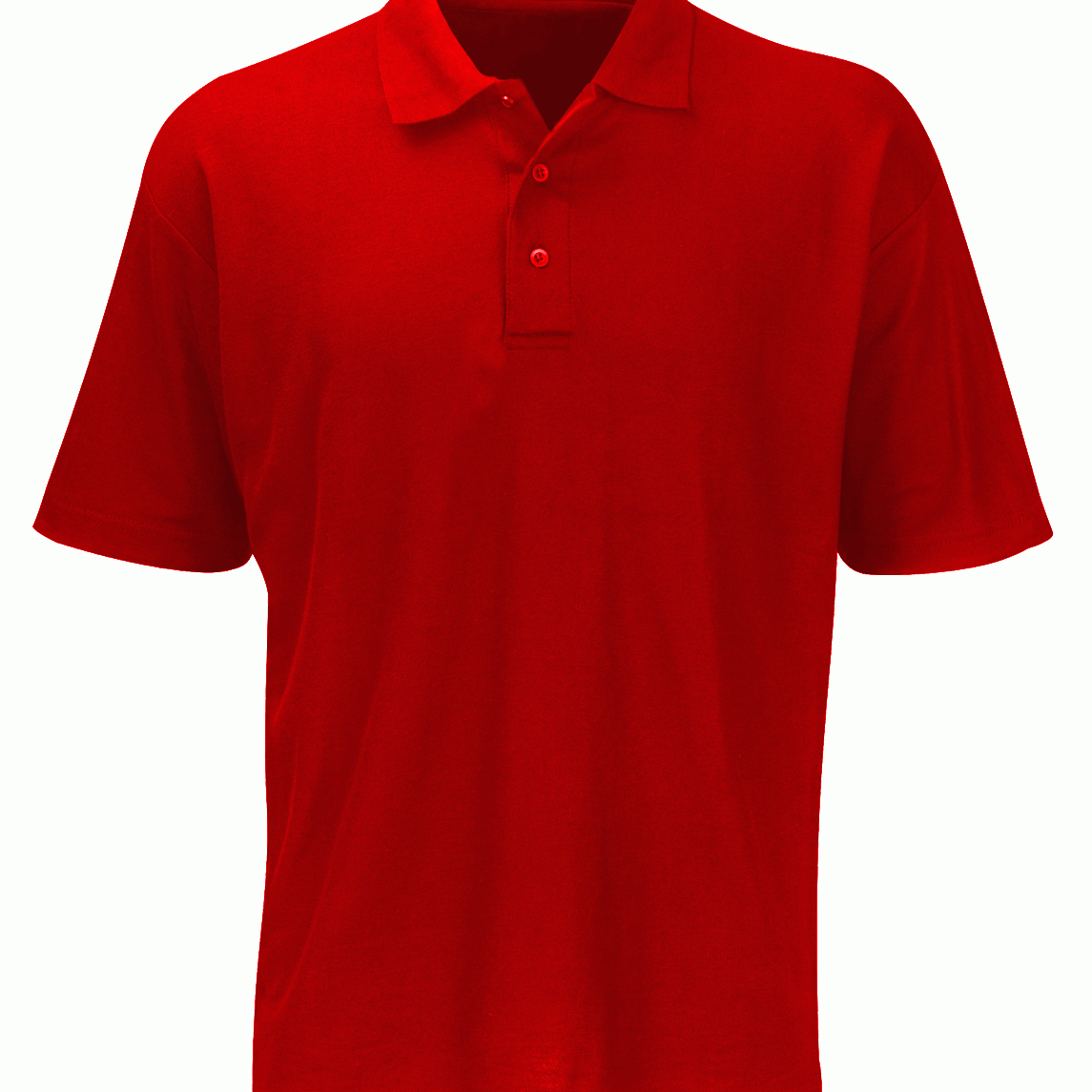 Red short-sleeve polo shirt featuring a classic three-button placket and structured collar, built for sharp utility and understated style by MAK Boots & Garments.