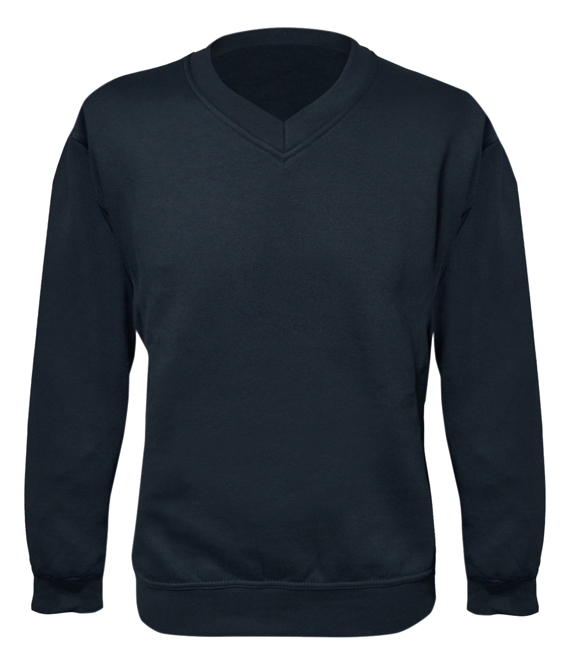 Classic navy V-neck minimal design with ribbed cuffs and waistband, built for comfort and clean utility — by MAK Boots & Garments.