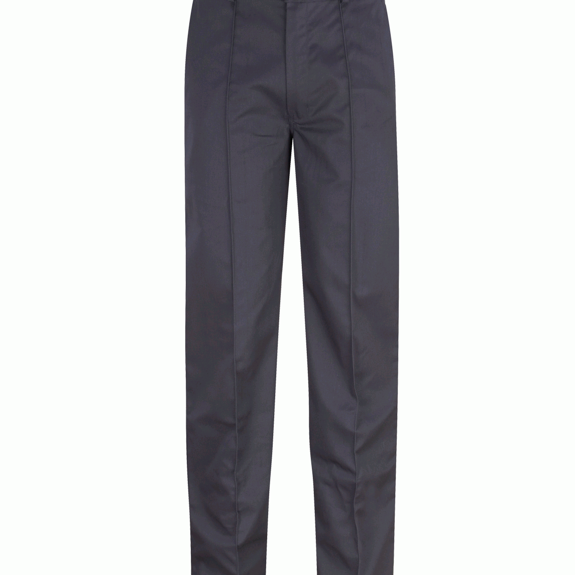 Navy uniform trousers with a tailored straight-leg fit, pressed front crease, button closure, and belt loops, made for sharp presentation and day-to-day durability by MAK Boots & Garments.
