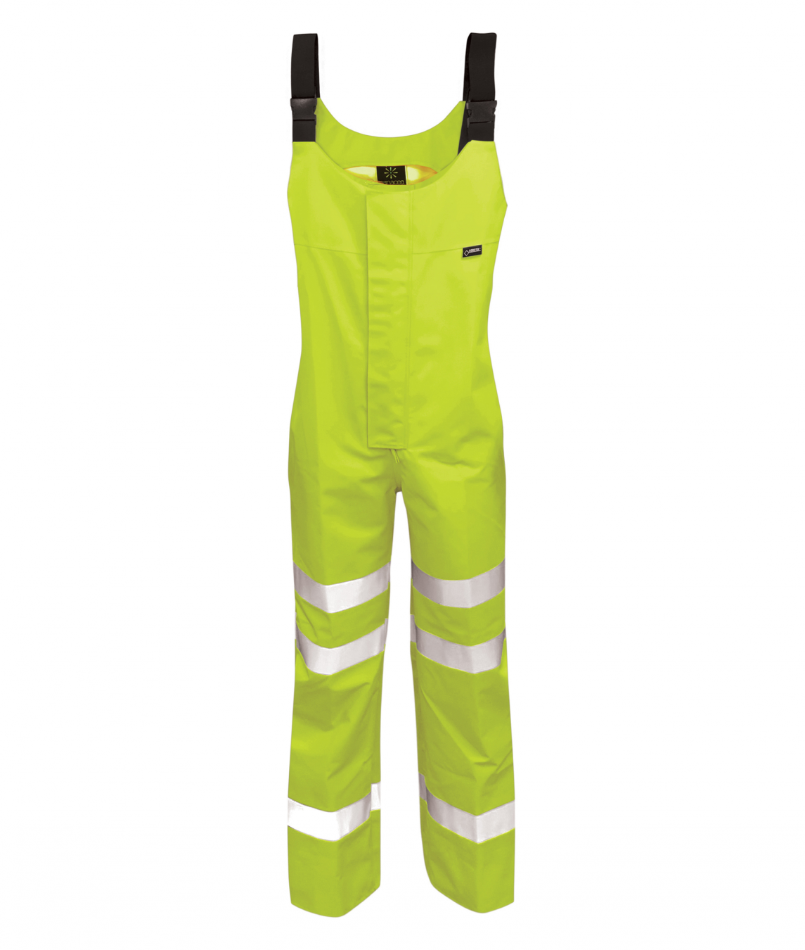 Fluorescent yellow high-visibility GORE-TEX bib & brace with reflective tape on the legs