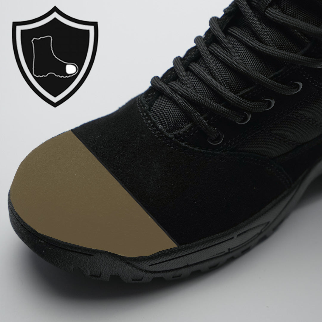 protector 9&quot; side zip black suede showing composite toe position highlighted in gold