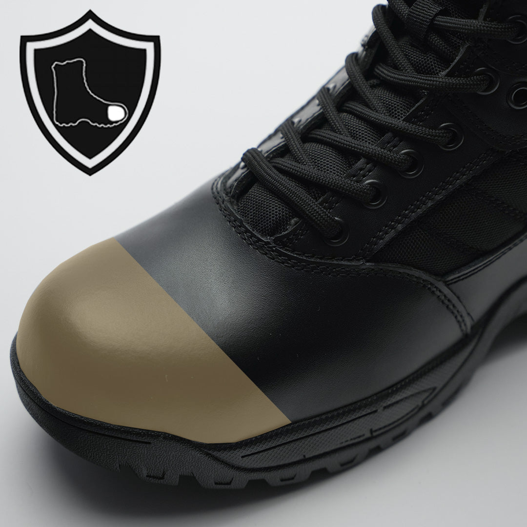 protector 9&quot; side zip black leather showing composite toe position highlighted in gold