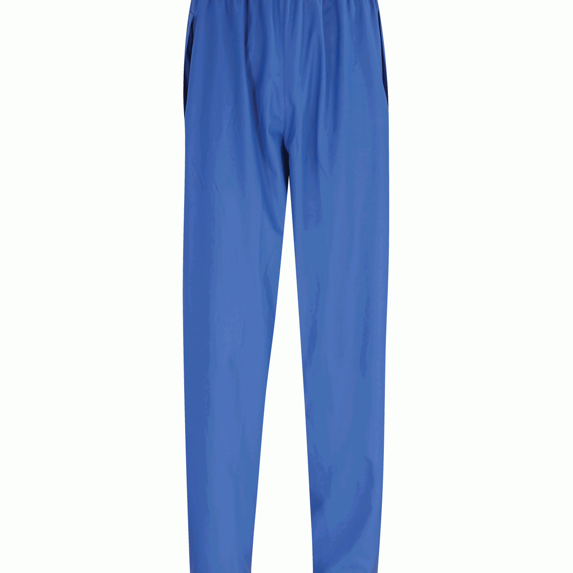 blue utility trousers with a straight-leg cut, elastic waistband, and side-entry pockets, designed for lightweight layering and unrestricted movement in active environments by MAK Boots & Garments.