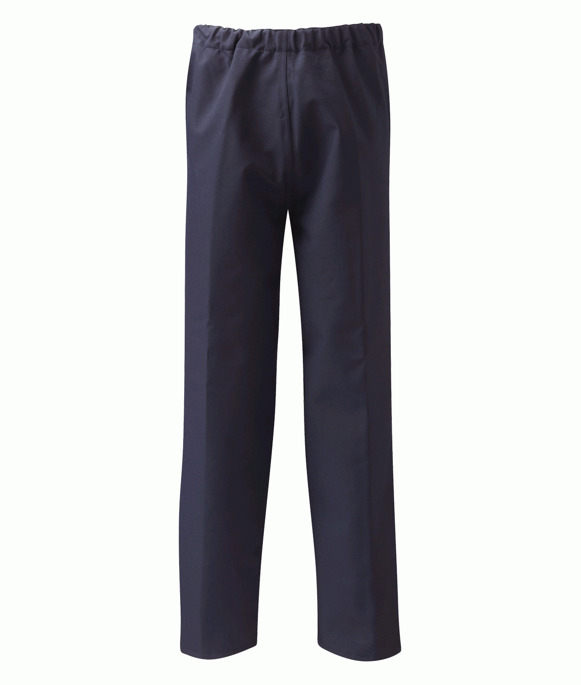 Navy GORE-TEX waterproof overtrousers with elasticated waist for industrial protection. Breathable and weatherproof performance workwear.