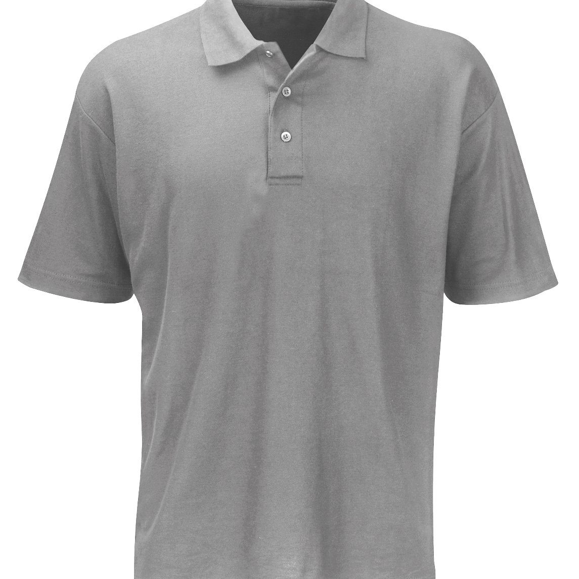grey short-sleeve polo shirt featuring a classic three-button placket and structured collar, built for sharp utility and understated style by MAK Boots & Garments.