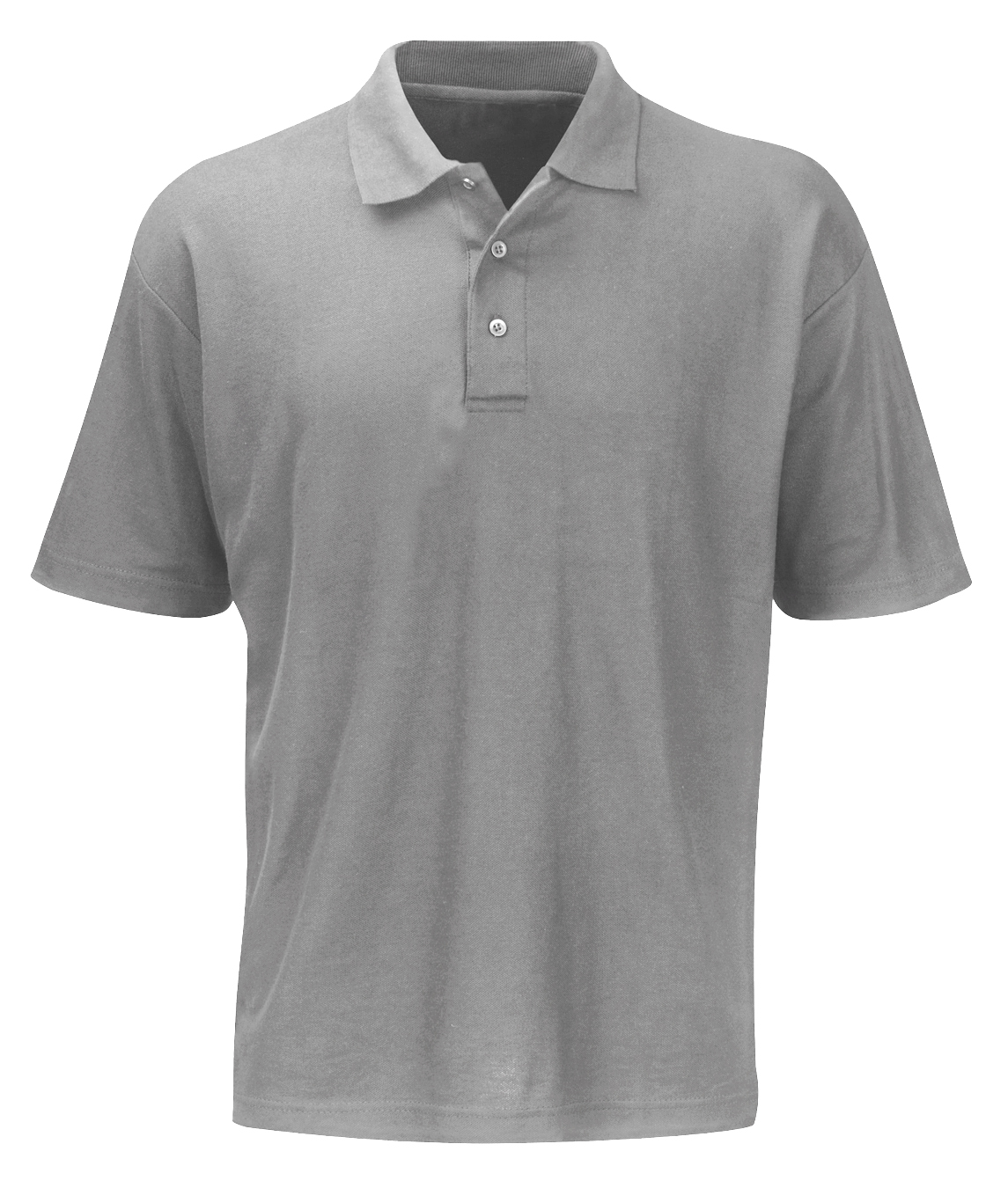grey short-sleeve polo shirt featuring a classic three-button placket and structured collar, built for sharp utility and understated style by MAK Boots & Garments.
