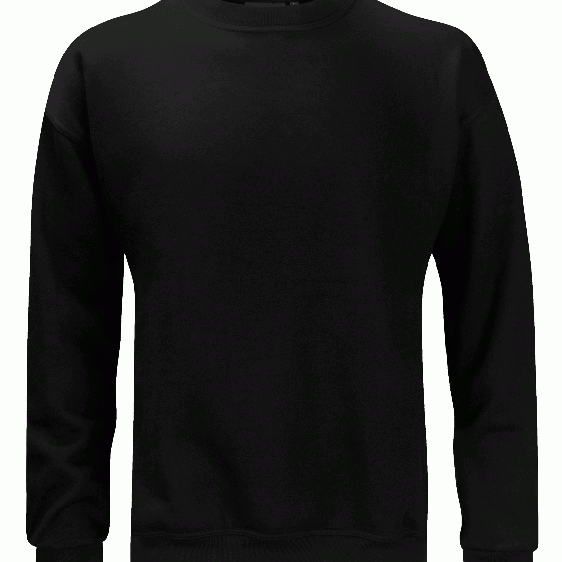 heavyweight black crewneck with a clean silhouette and ribbed cuffs, perfect for layering or standing alone — by MAK Boots & Garments.