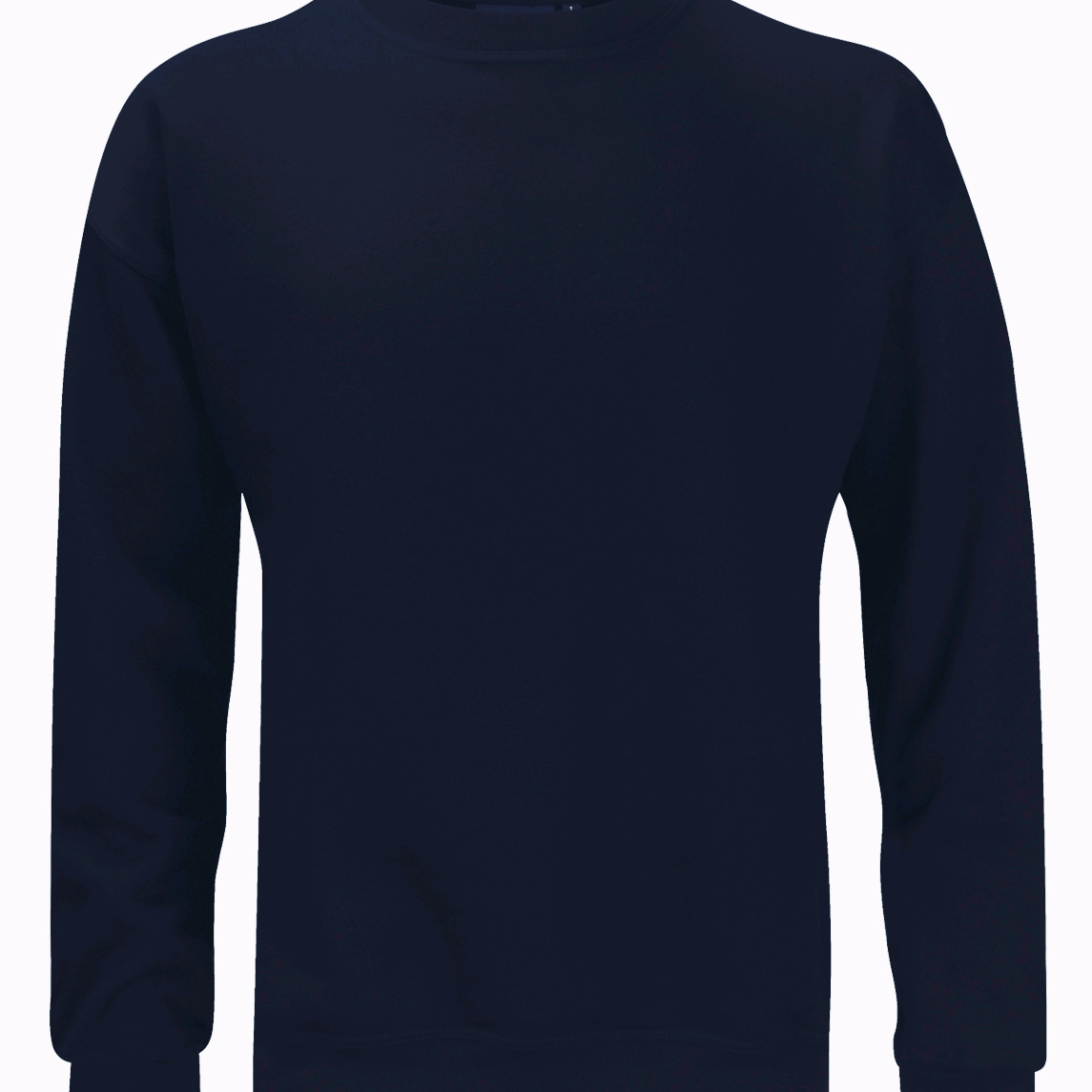 heavyweight navy crewneck with a clean silhouette and ribbed cuffs, perfect for layering or standing alone by MAK Boots & Garments.