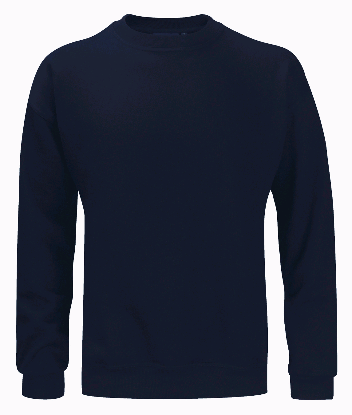 heavyweight navy crewneck with a clean silhouette and ribbed cuffs, perfect for layering or standing alone by MAK Boots & Garments.