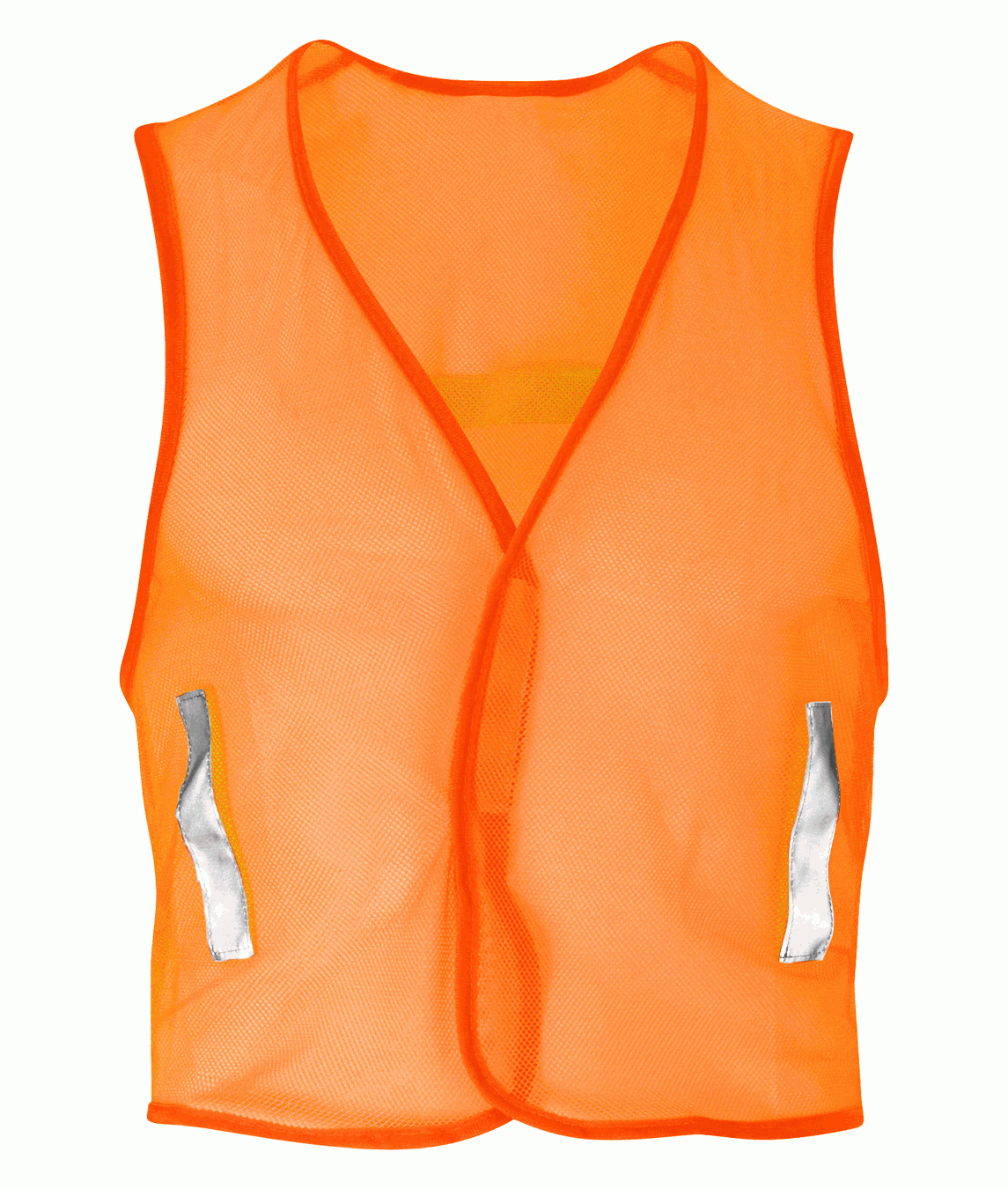 Hi-vis orange mesh safety vest with minimal reflective detailing on both sides. Ultra-lightweight and breathable, designed for short-term visibility tasks or indoor use. By MAK Boots & Garments.