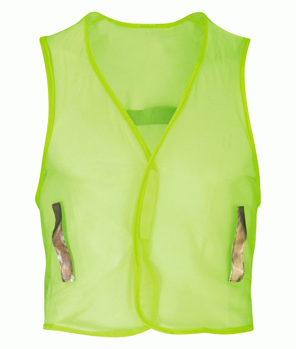 Hi-vis yellow mesh safety vest with minimal reflective detailing on both sides. Ultra-lightweight and breathable, designed for short-term visibility tasks or indoor use. By MAK Boots & Garments.