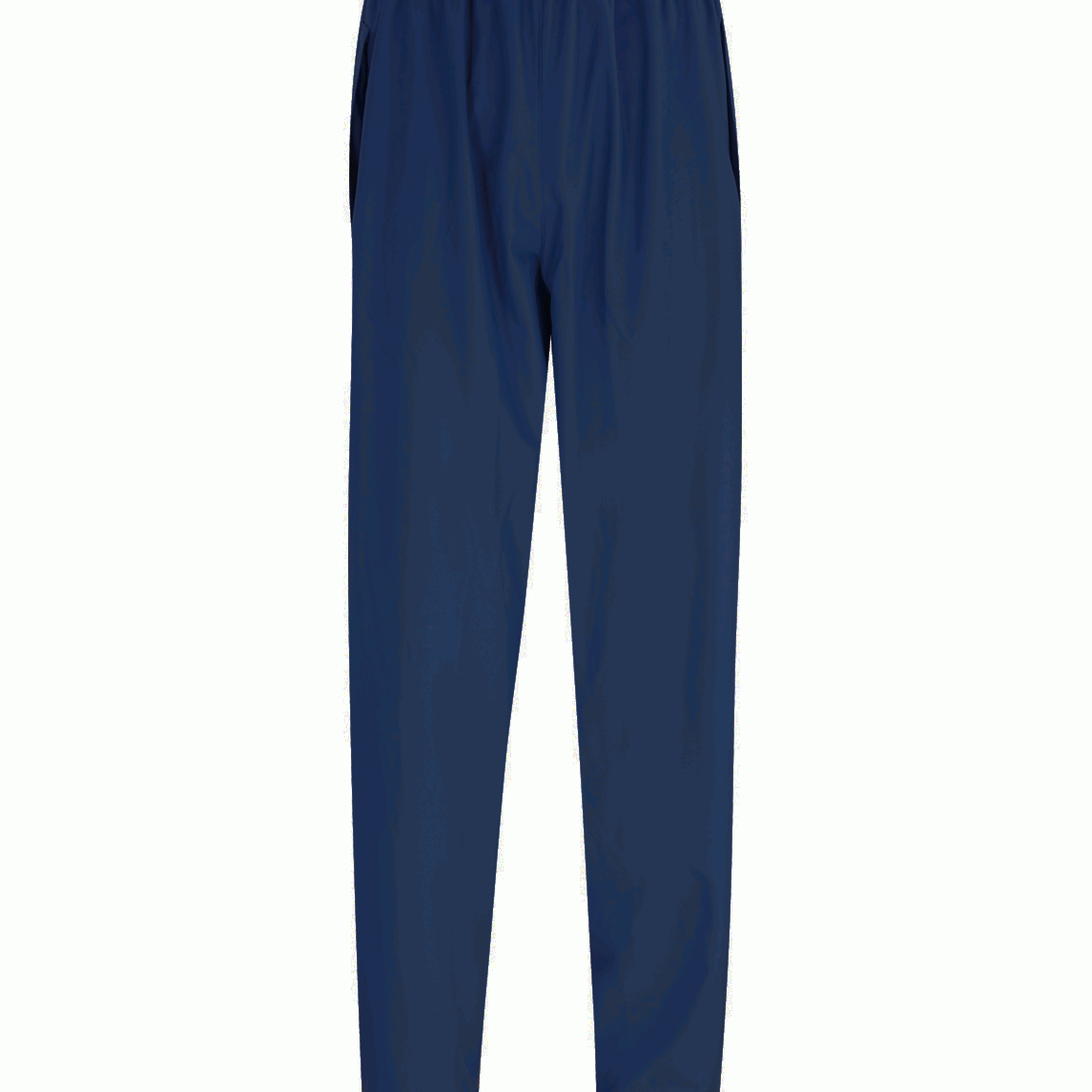 navy blue utility trousers with a straight-leg cut, elastic waistband, and side-entry pockets, designed for lightweight layering and unrestricted movement in active environments by MAK Boots & Garments.