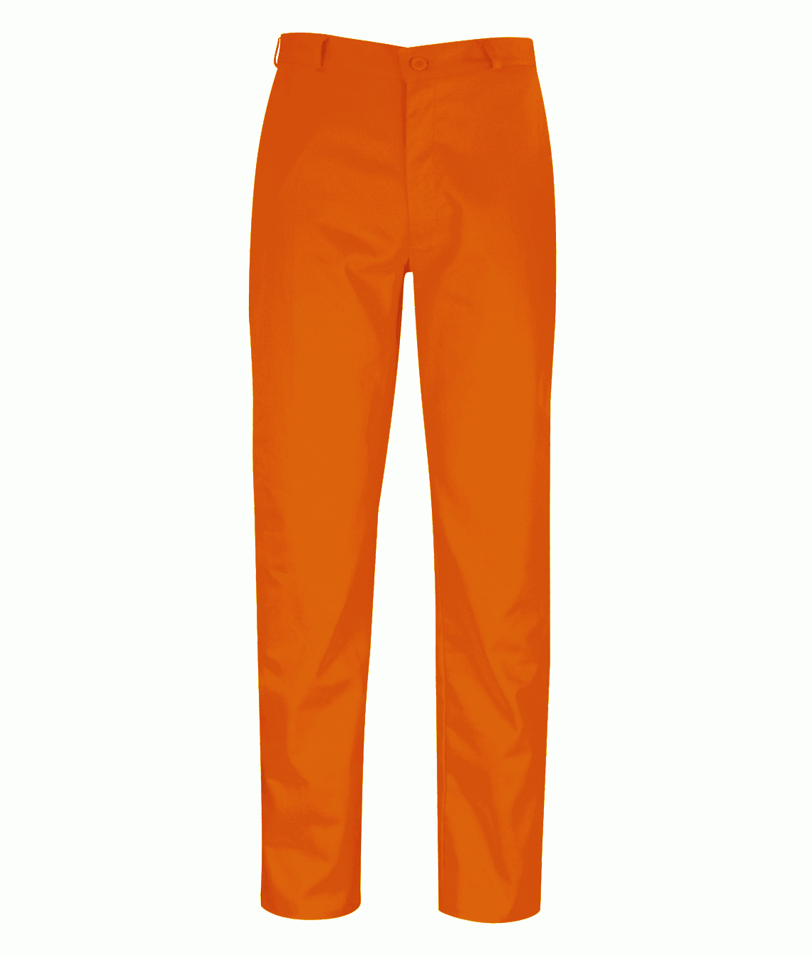 High-visibility orange fire-retardant work trousers with belt loops and secure button fastening. Flame-resistant legwear designed for construction, rail, and industrial environments. Protective trousers by MAK Boots & Garments.