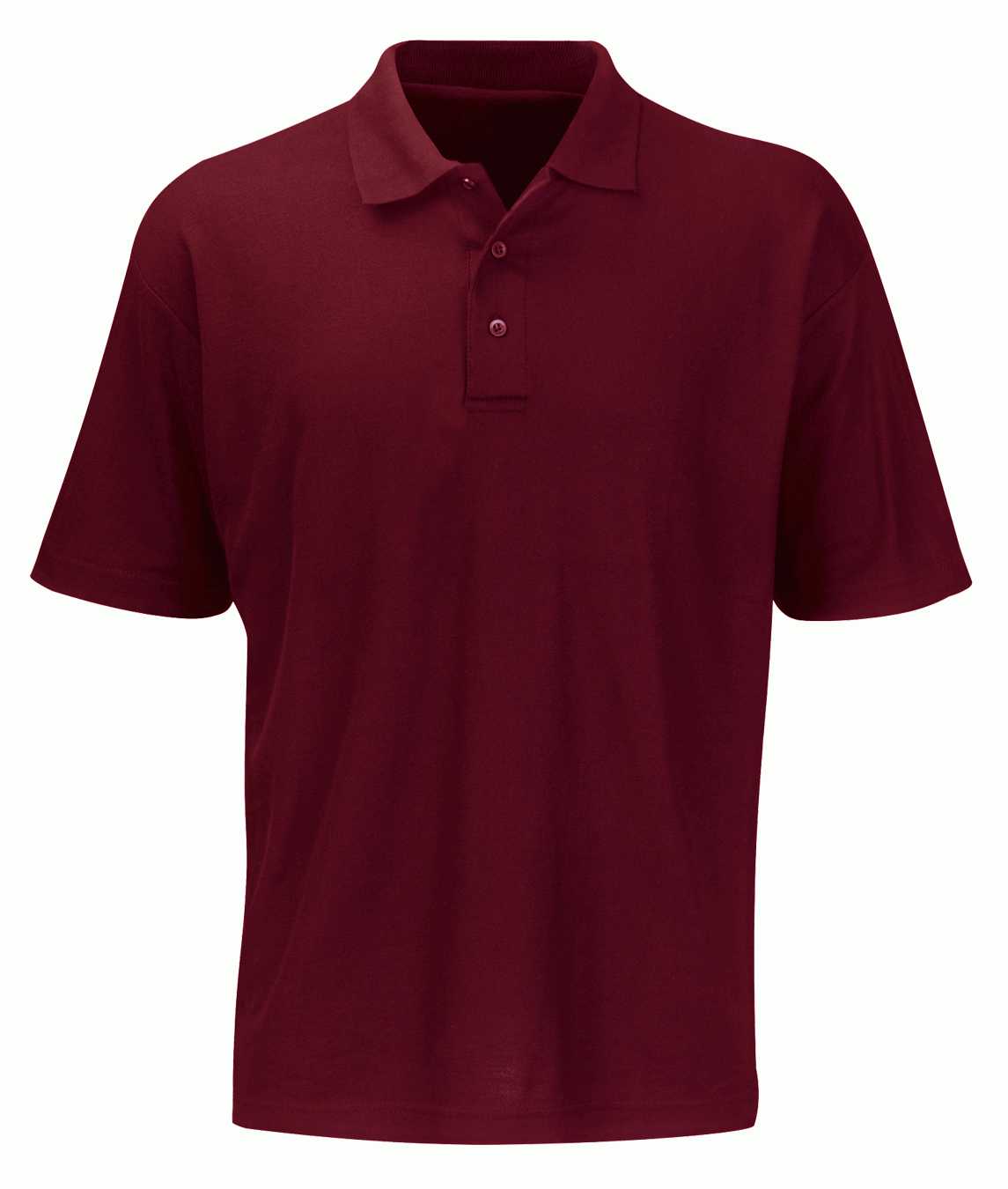 red short-sleeve polo shirt featuring a classic three-button placket and structured collar, built for sharp utility and understated style by MAK Boots & Garments.
