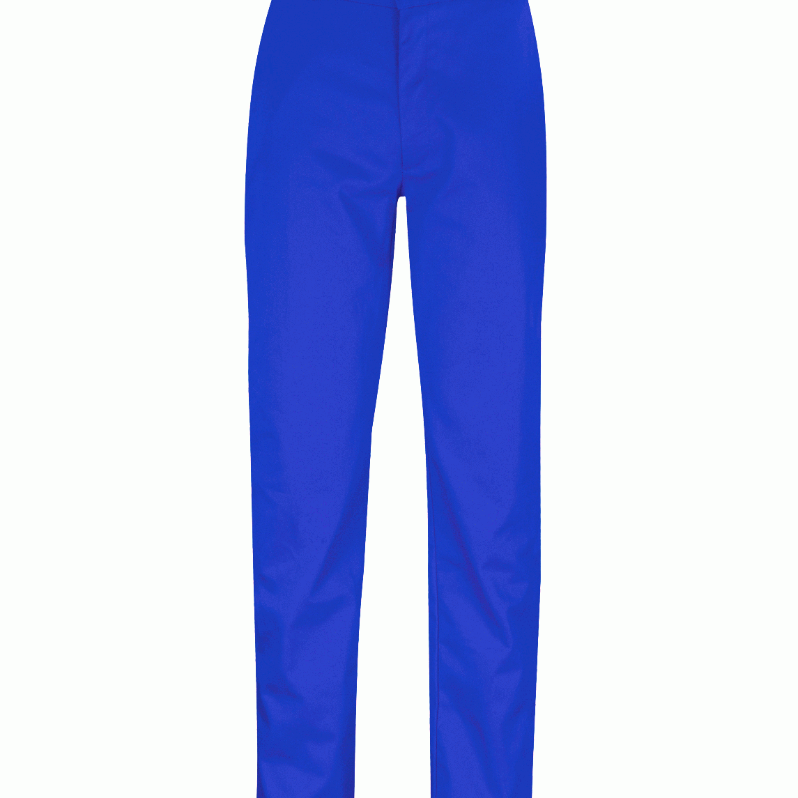 Royal blue fire-retardant work trousers with belt loops and button fastening. Flame-resistant poly-cotton trousers designed for workshop, engineering, and industrial environments. Protective legwear by MAK Boots & Garments.