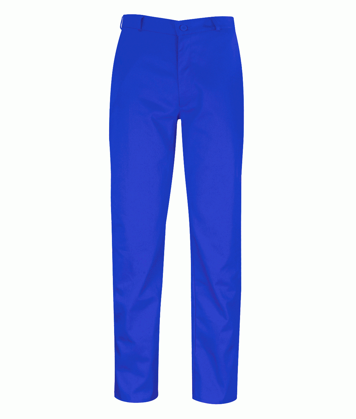 Royal blue fire-retardant work trousers with belt loops and button fastening. Flame-resistant poly-cotton trousers designed for workshop, engineering, and industrial environments. Protective legwear by MAK Boots & Garments.