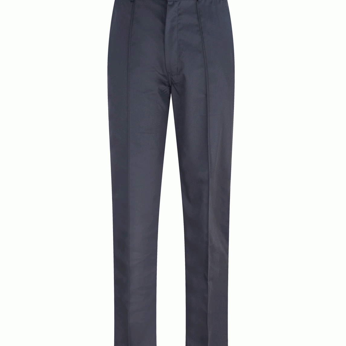 sleek navy uniform trousers with a tailored straight-leg fit, pressed front crease, button closure, and belt loops, made for sharp presentation and day-to-day durability by MAK Boots & Garments.