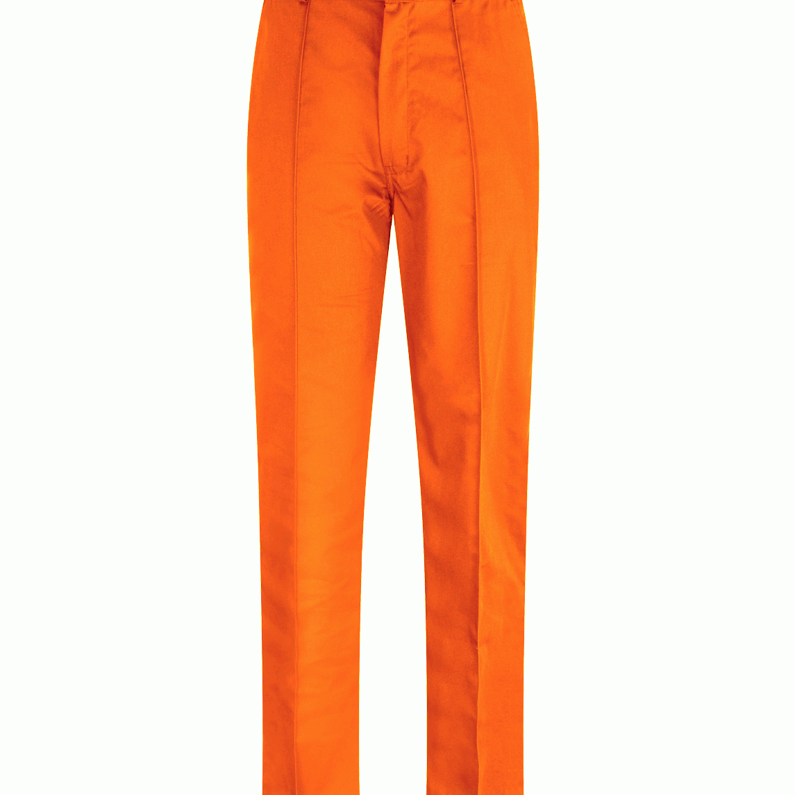 sleek orange uniform trousers with a tailored straight-leg fit, pressed front crease, button closure, and belt loops, made for sharp presentation and day-to-day durability by MAK Boots & Garments.