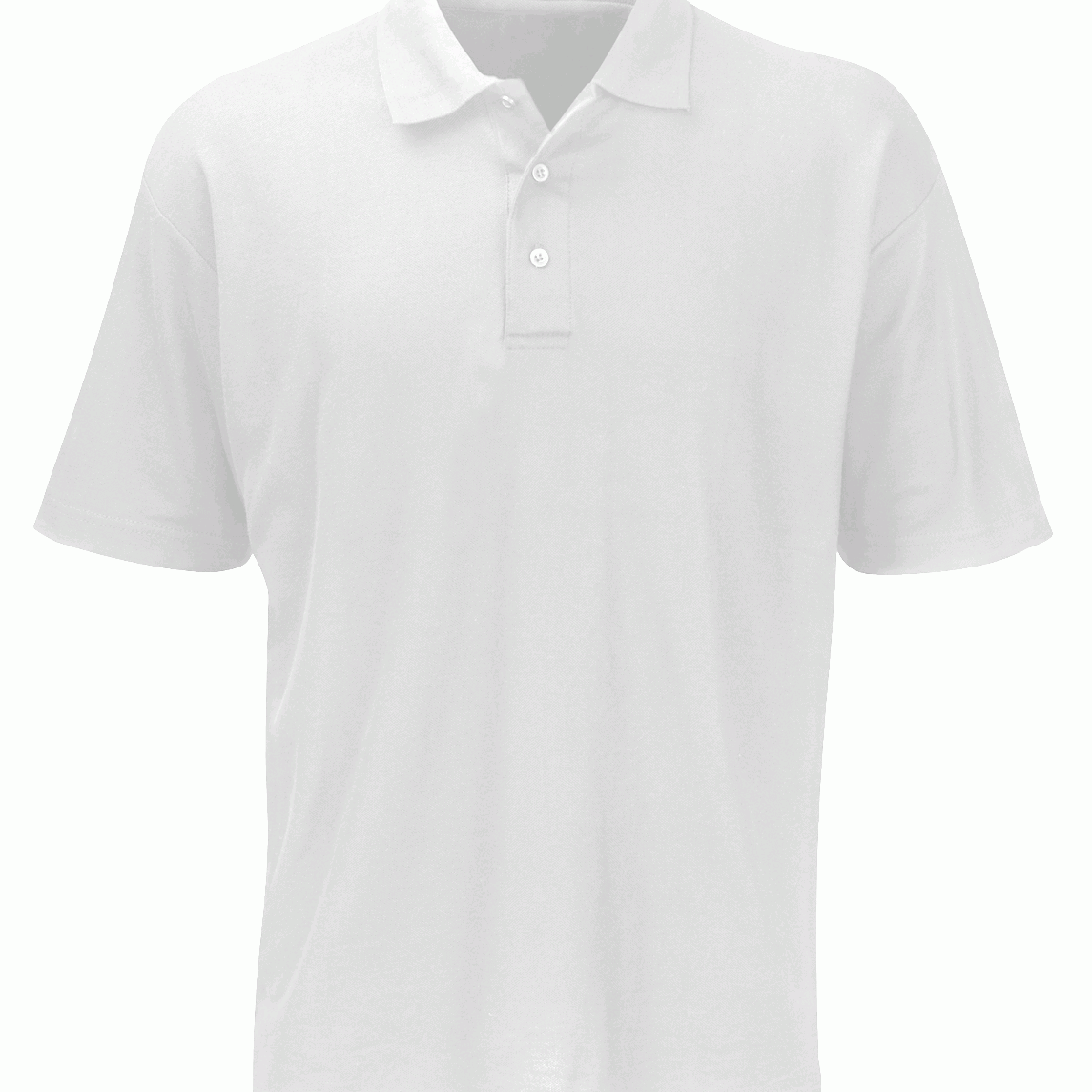 White short-sleeve polo shirt featuring a classic three-button placket and structured collar, built for sharp utility and understated style by MAK Boots & Garments.