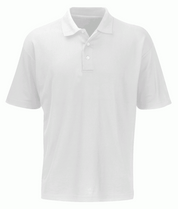 White short-sleeve polo shirt featuring a classic three-button placket and structured collar, built for sharp utility and understated style by MAK Boots & Garments.