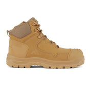 Portwest Wheat nubuck mid safety boot shown from inner side, featuring composite toe cap, padded collar, and rugged heat-resistant sole