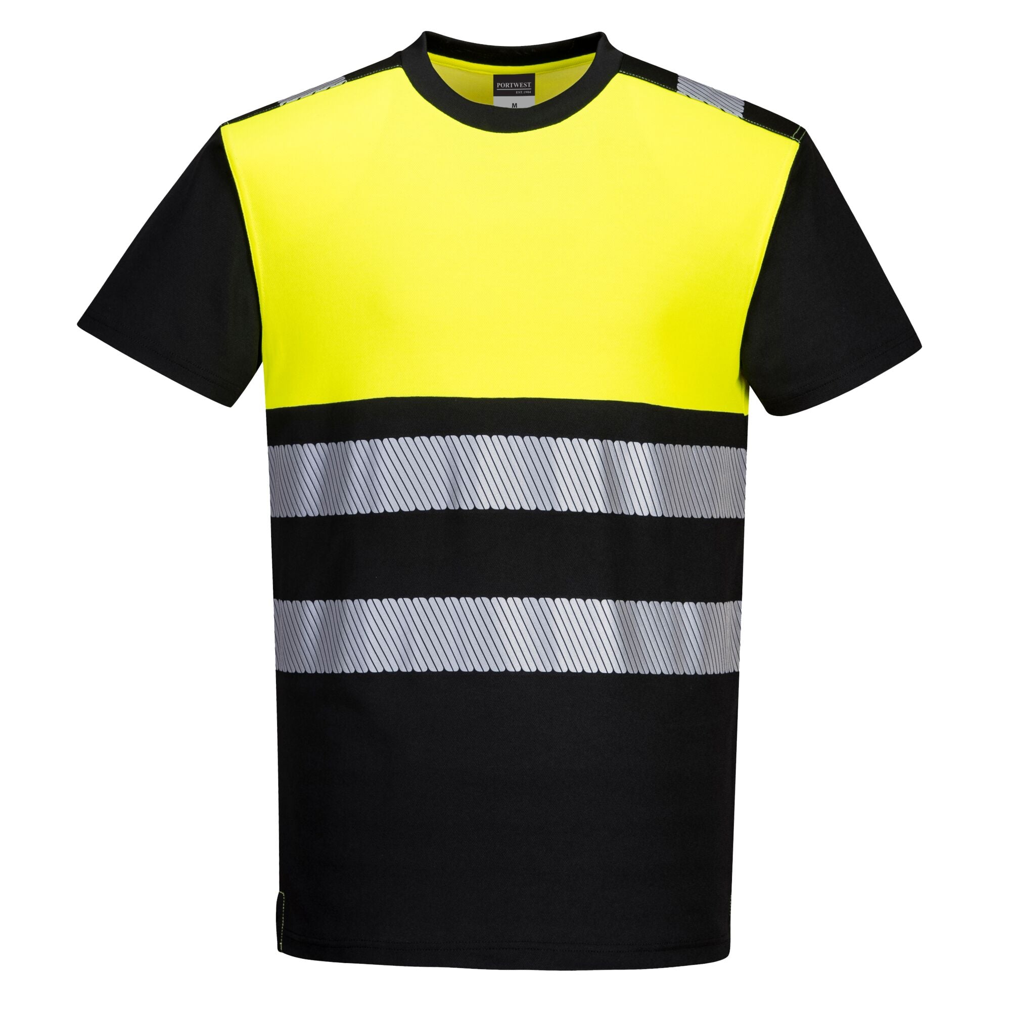 black, featuring segmented HiVisTex Pro reflective tape and contrast panels.